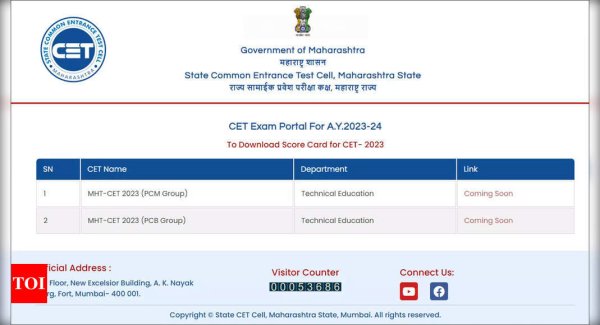 MHT CET Result 2023: Maharashtra CET Result for PCB, PCM out today @cetcell.mahacet.org - Times of India