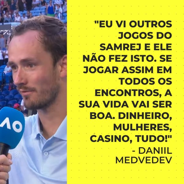 🤣 Daniil Medvedev mostrou-se igual a si próprio depois de...