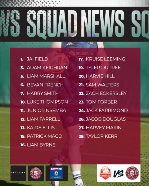 📋 𝗦𝗾𝘂𝗮𝗱 𝗡𝗲𝘄𝘀

Matt Peet has named his squad for our TheCh...