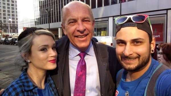 my daughter and her girlfriend Frank ran into Al Trautwig...